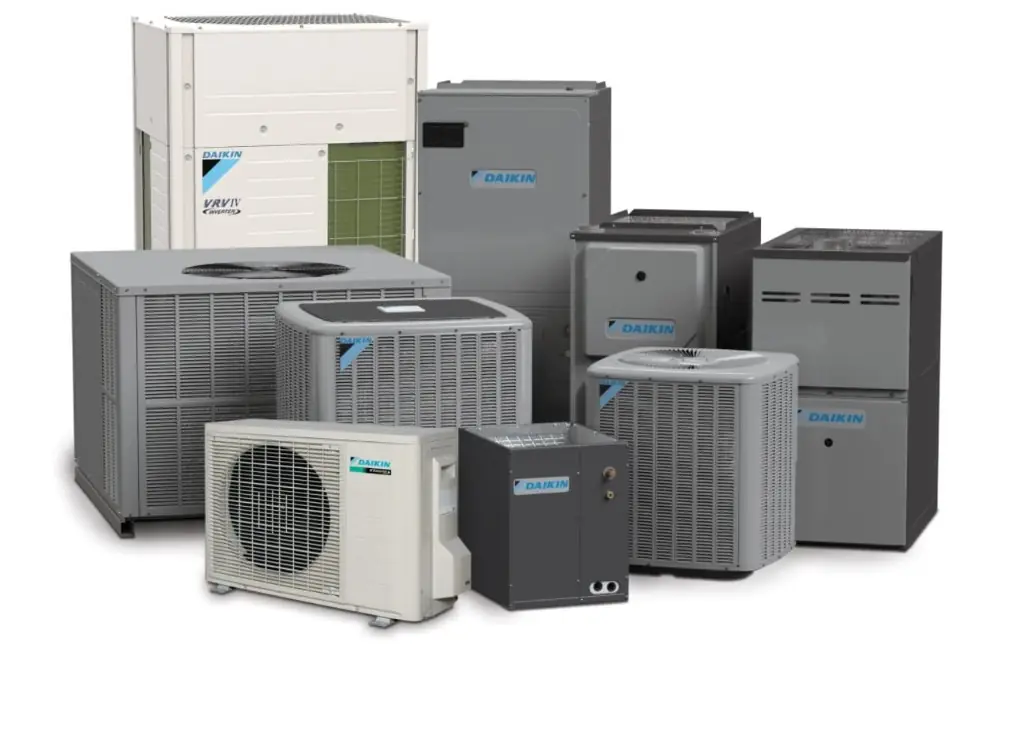 Daikin high-efficiency HVAC system lineup — heat pumps, air handlers, and condensers installed by Central Washington Heating and Air in the Wenatchee Valley