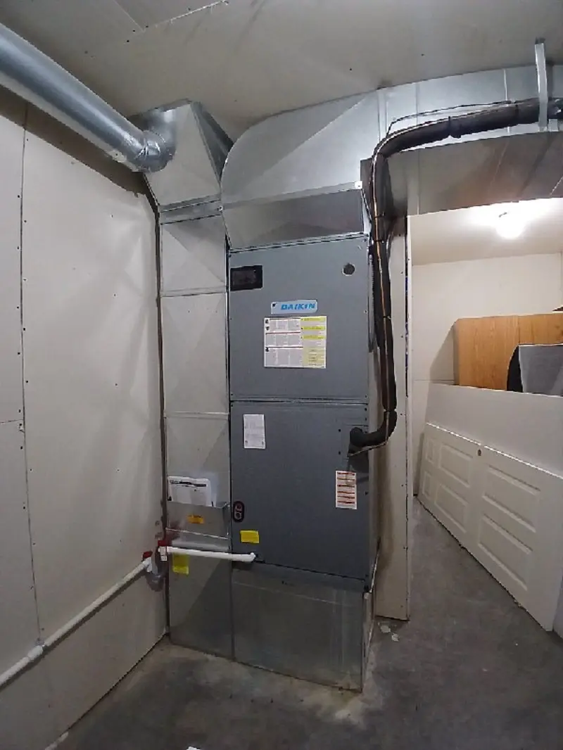 New Daikin air handler and custom sheet-metal ductwork installed by Central Washington Heating and Air