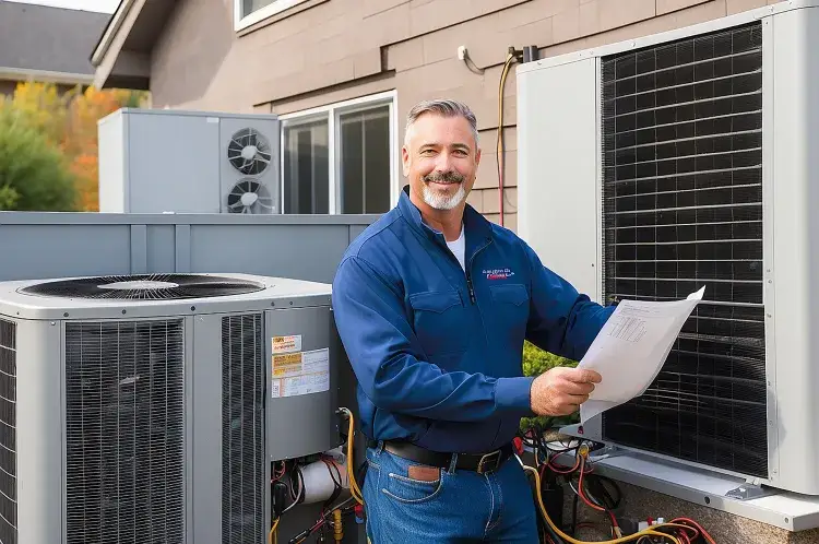 Central Washington Heating and Air technician performing seasonal HVAC maintenance in Wenatchee, WA